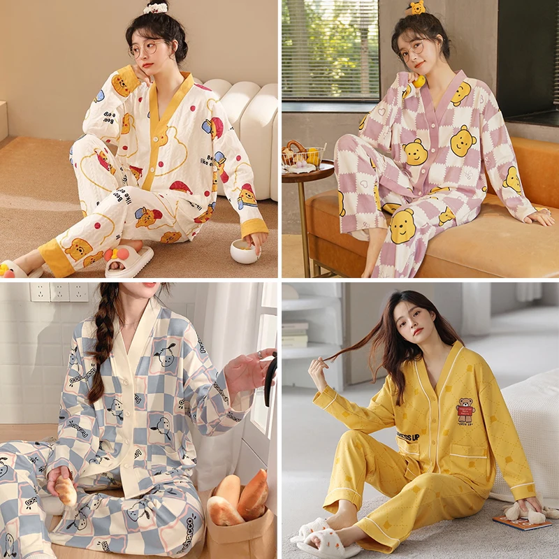 

The Owner Recommends New Style Sanrio Cartoon Pachacco Kawaii Casual Cardigan V-Neck Pajamas 2023 Anime Sweet Home Wear Set