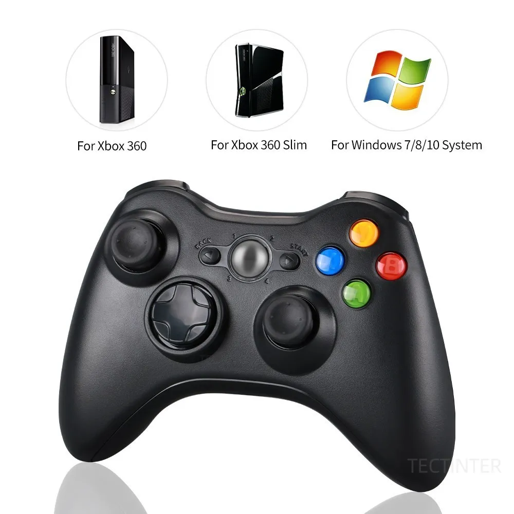 Contrôleur Sans Fil pour Xbox 360, Manette Sans Fil Xbox 360 pour Xbox &  Slim 360 PC (Noir) 
