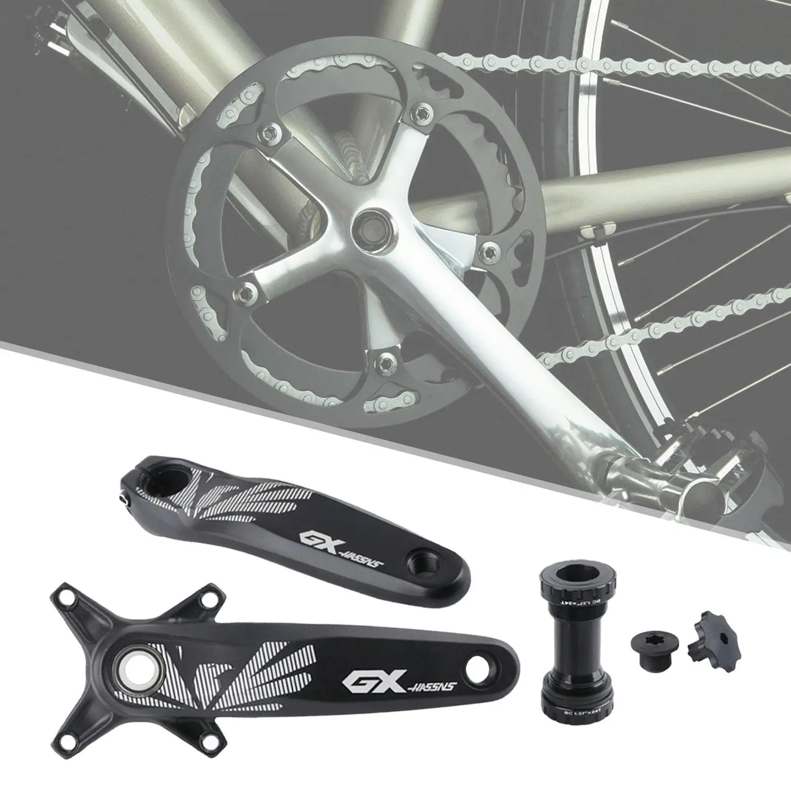 Bicycle Crank Arm Set Waterproof Crank Chainring Set Crank Arm for Trekking Bike Mountain Bikes Road Bikes Repair Replacement