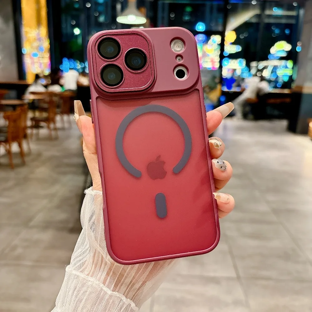 Matte Transparent Shockproof Magnetic Phone Case with Lens Protection