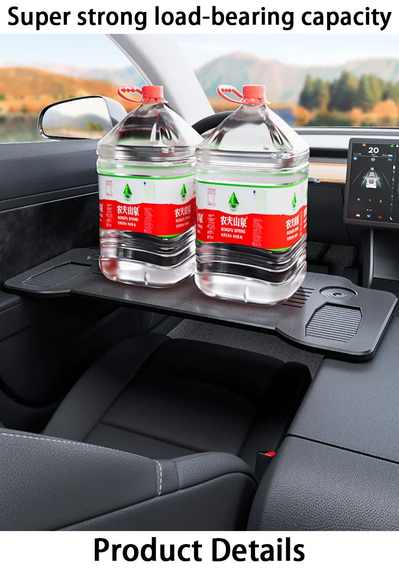 for Tesla Model 3 & Model Y 2017-2025 1PC Double Folding Car Food Tray DeskPort