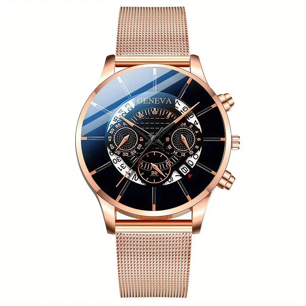 Popular Men's Watch Perspective Calendar Display Simple And Elegant Business Watch Multicolor Alloy Mesh Strap Watch Ultra-thin