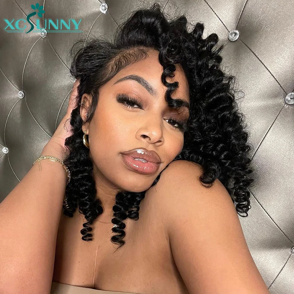 

Curly Bob Wigs Human Hair 13x6 HD Frontal Wig Loose Curly Lace Front Human Hair Wigs Pre Plucked For Black Women