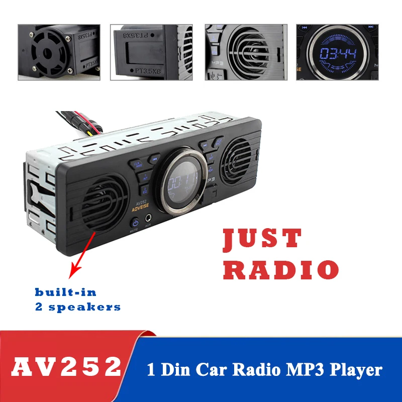 AV252 built-in 2 speakers car radio 12V Bluetooth handfree FM USB 