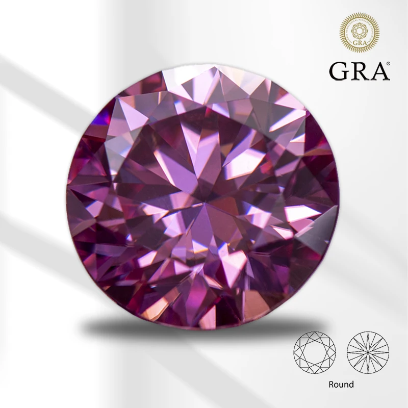 

Moissanite Stone Round Cut Pink Color VVS1 with GRA Certificate for Gemstone Charms Beads Advanced Jewelry Making Materials