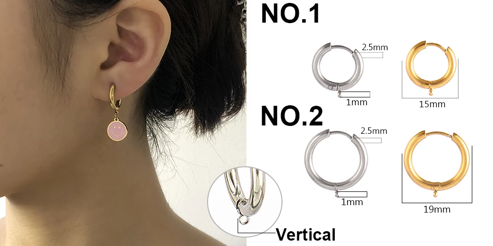 10 teile/los 316L Edelstahl DIY Ohrring Haken Mit Schleife Runde Ohr Beitrag Mit Offenen Jump Ring Hoop Für Ohrring Machen liefert – Detail 1