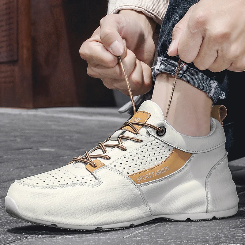 

Men's shoes Fashion Casual cow suede Leather Shoes Non-slip Wear-resistant Shoes Comfortable Flat lace up Casual Shoes Shoes Men