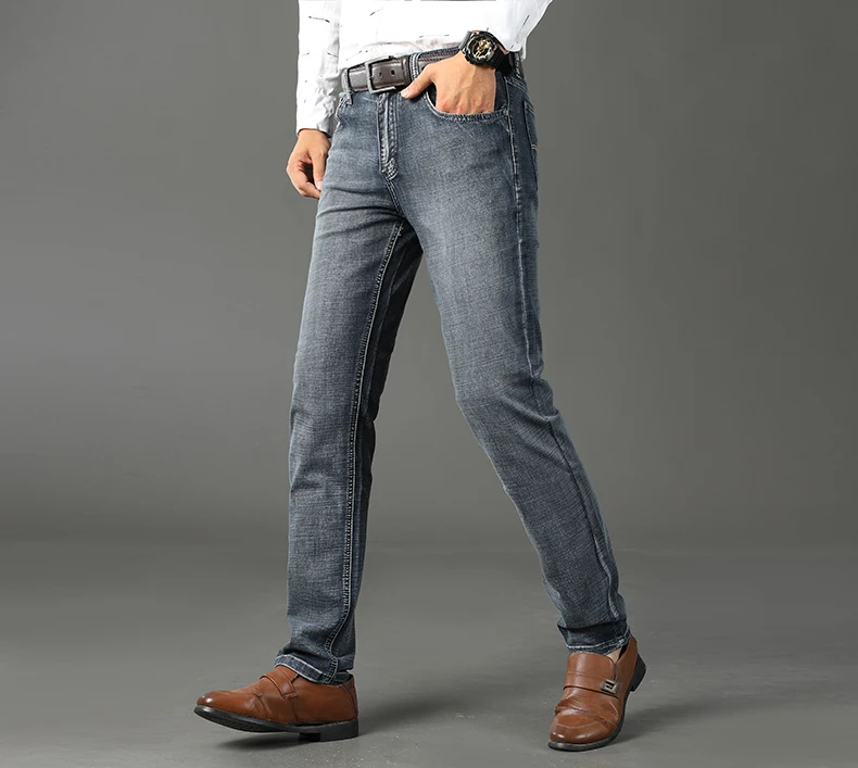 Wthinlee Men's Casual Fashion New Elastic Jeans Pants Work Jeans Classic Men's Fashion Brand Versatile Clothing Blue Black