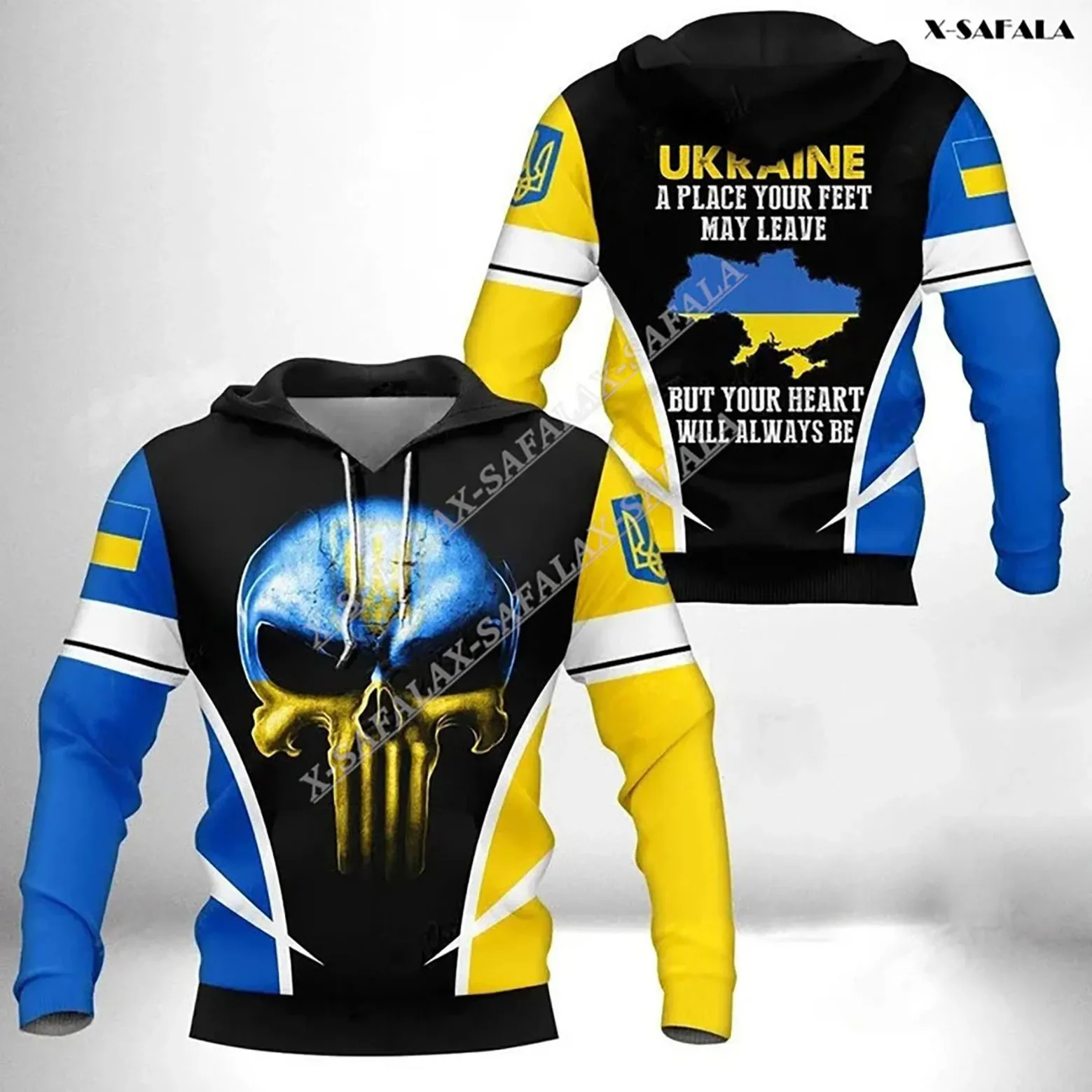 

Ukraine Coat Of Arms Skull Country Flag 3D Print Zipper Comfortable Hoodie Men Pullover Tracksuit Outwear Casual Top