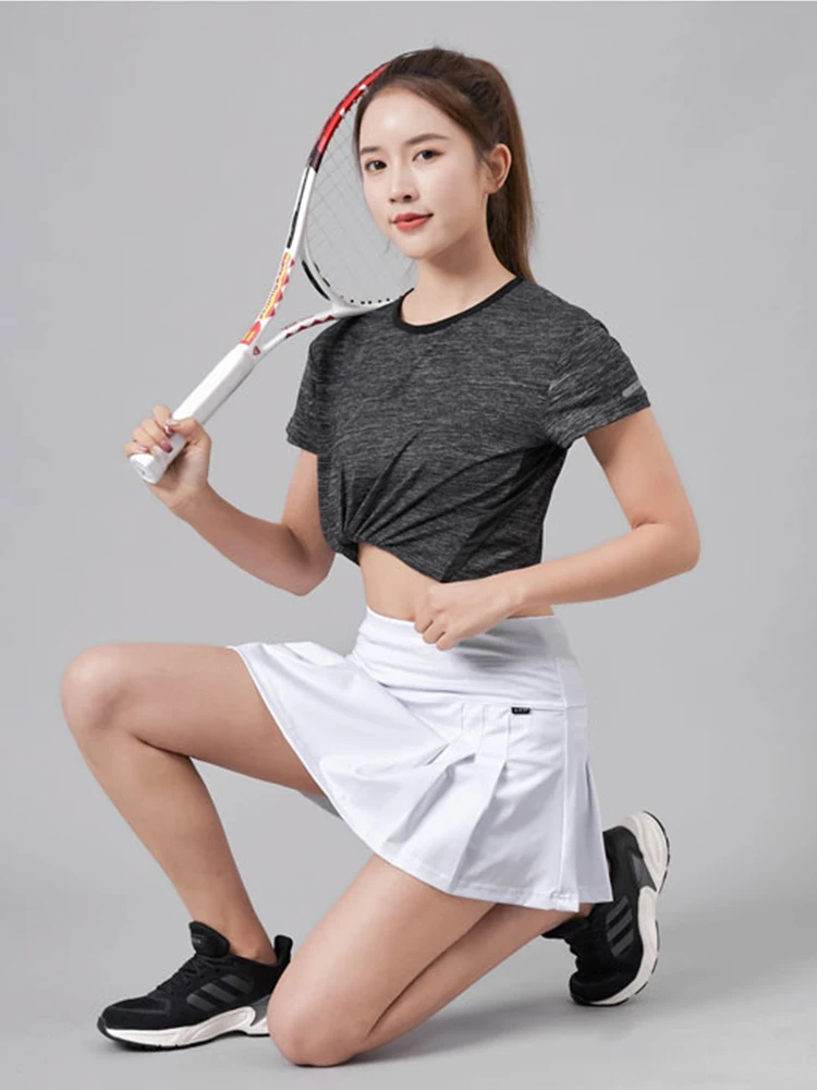 Tennis Skirt Ladies Sports Summer Quick Drying Stretch Yoga Running Badminton Skirt Anti-lighting Shorts Golf Wear Women Clothes