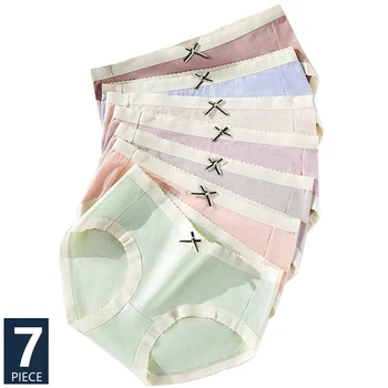7 pezzi/set mutandine da donna in cotone biancheria intima traspirante simpatico fiocco slip da ragazza solido sexy a vita bassa slip da donna lingerie femminile 1