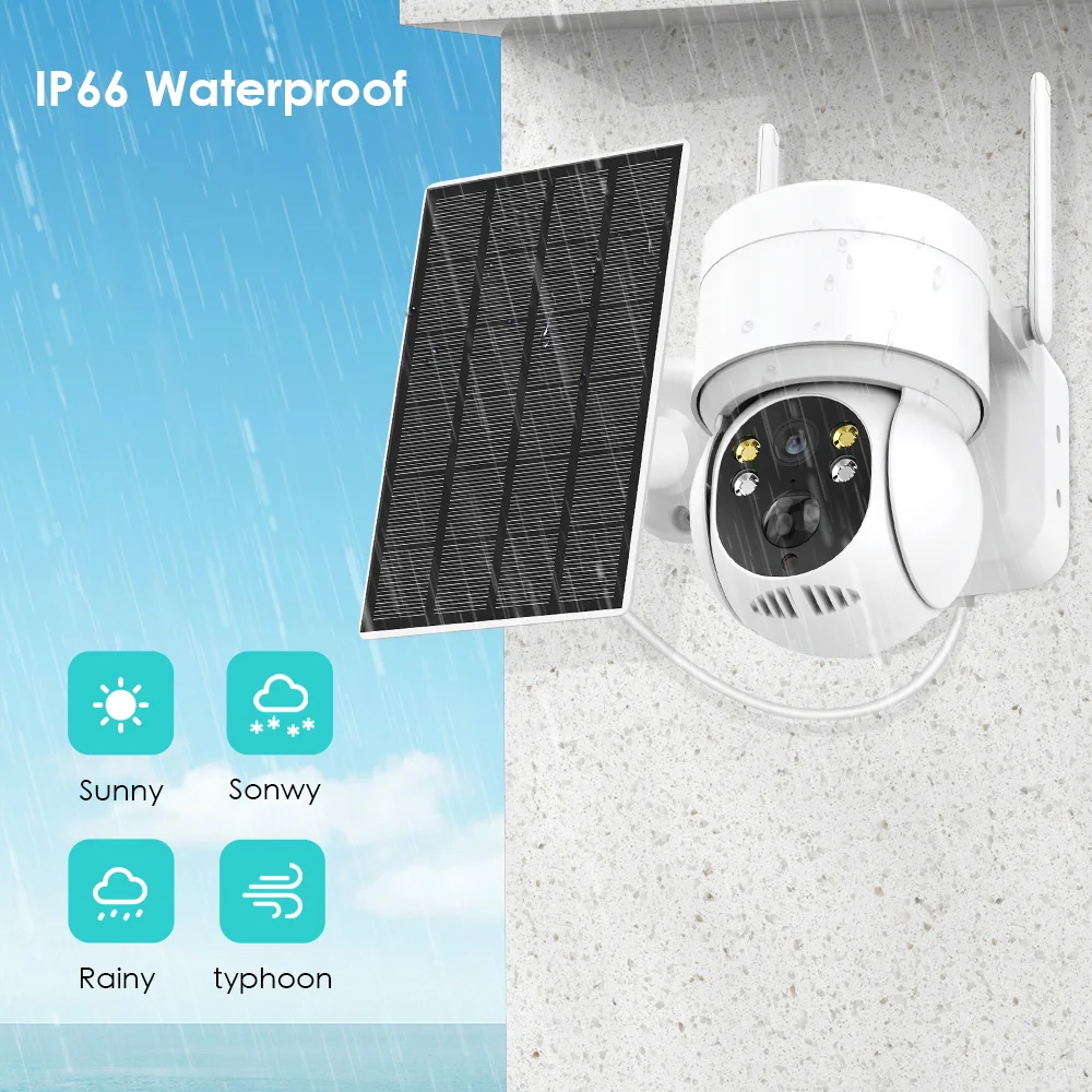 

WIFI Solar Camera 1080P PIR Human Detection 2MP Outdoor Security With Solar Panel Wireless Surveillance PTZ Battery Camera