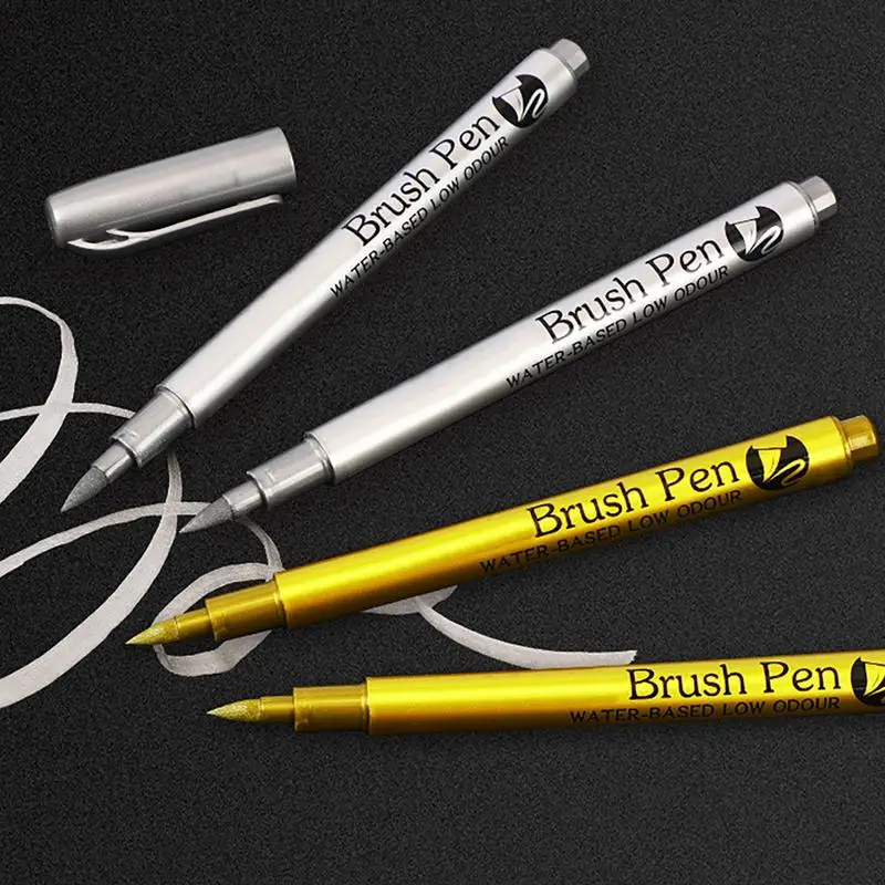 Gold Paint Marker Silver Marker With Double Nib Design Gold Paint Pen For Bright Colors For Art Painting Shoe Doodle Glass