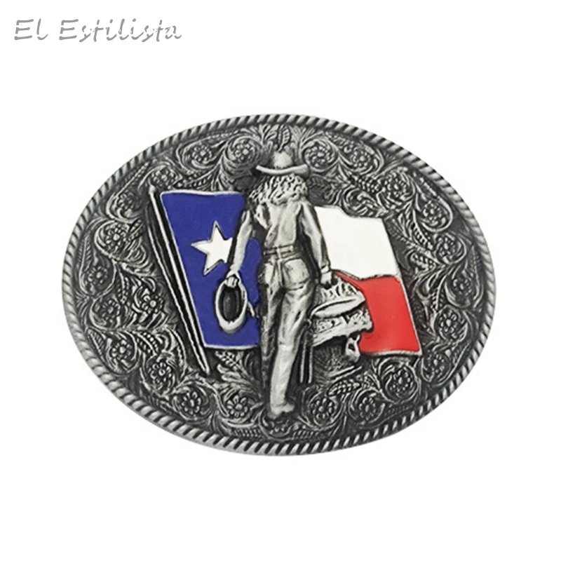 Vintage Cowboy Belt Buckles Western Style Texas Flag Cowboy Exquisite  Flowers Silver Color Buckles Men's Diy Leather Crafts - Buckles & Hooks -  AliExpress