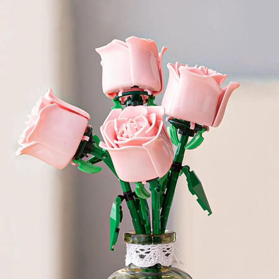 Eternal Rose Couple Gift,Girl's Little Gift,Building Block Assembly Of Toy Flowers, Puzzle Toy,PP Bag Packaging