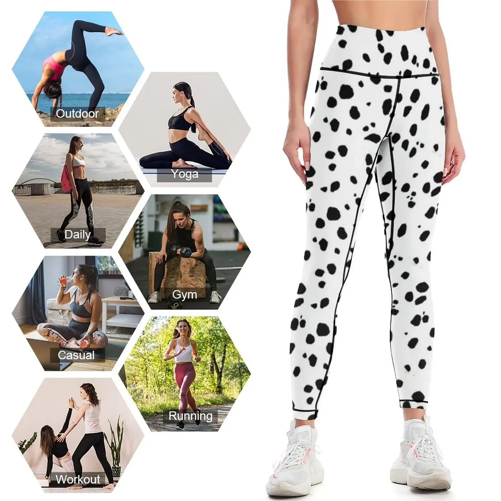 Cute Spots Dots Dalmatian Dog Print Leggings gym's sportswear push up tights for for physical Womens Leggings