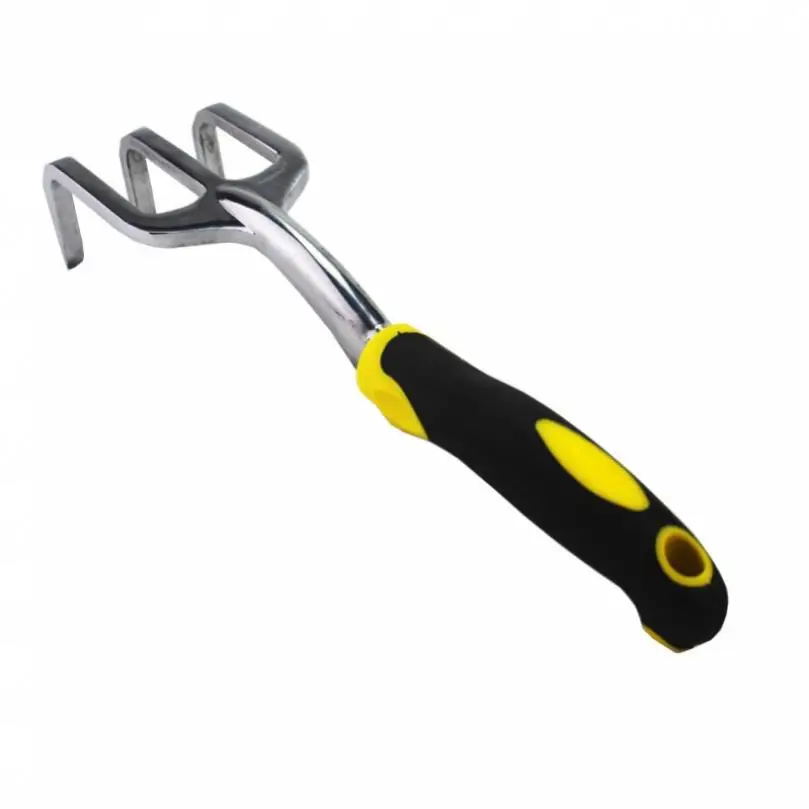 Farming Rake Aluminum Alloy Garden Rake Gardening Tool Three Claw Loosening Soil Three Tooth Rake Digging Tool for Removing Weeds