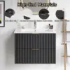 24 Inch Bathroom Vanity with Sink Combo, Floating Bathroom Vanity with 2 Fluted Drawer & Metal Handles, Modern Wall Mount 6