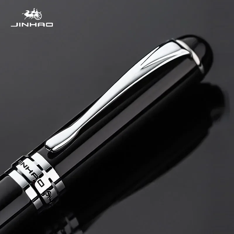 JINHAO X750 실버 스테인리스 스틸 만년필, 중형 18KGP 펜촉, 학교 사무용품, 잉크 펜 선물 문구, 럭셔리 브랜드