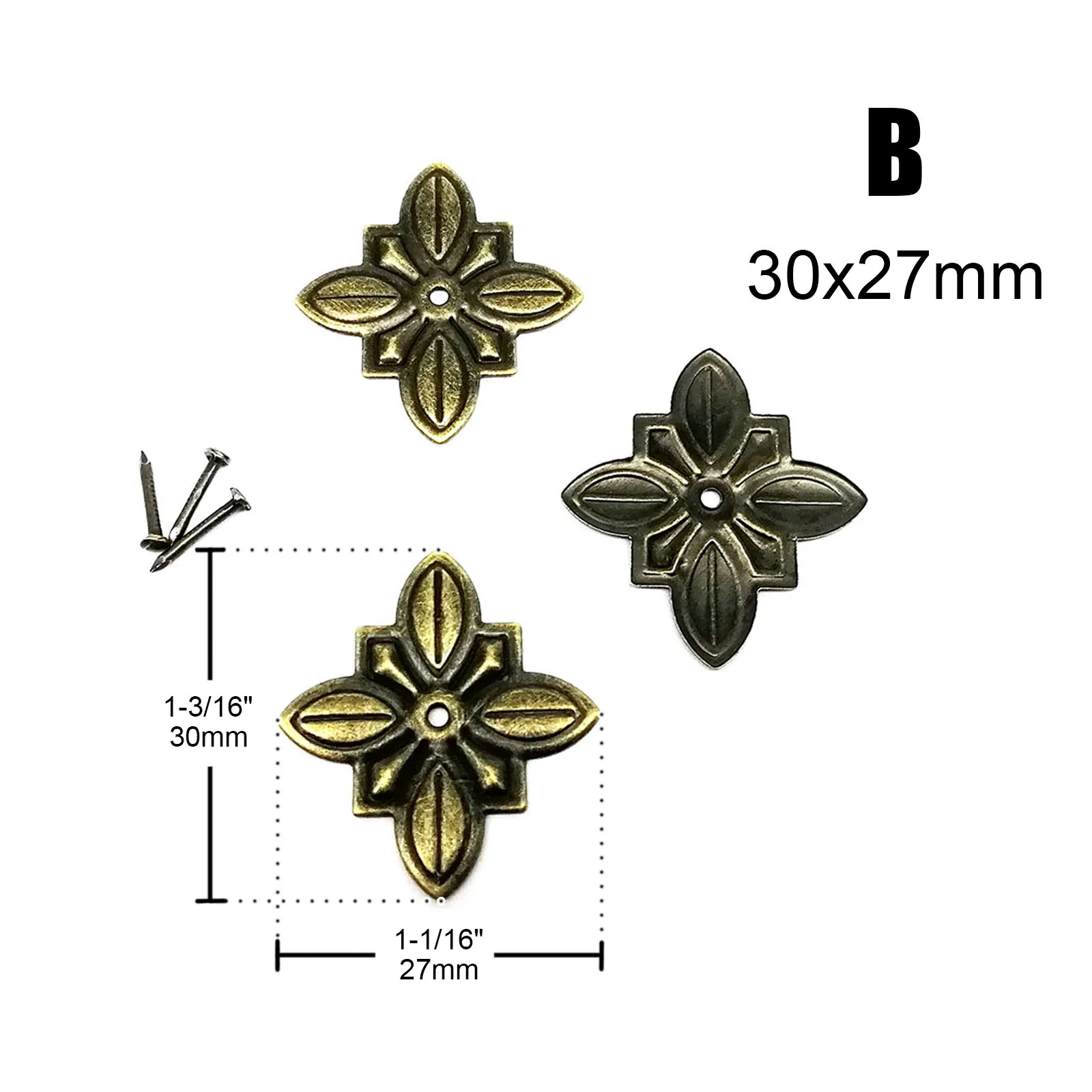 100pcs Antique Brass Upholstery Nail Jewelry Chest Wooden Box Corner Gift Wine Case Sofa Decorative Tack Stud Shim Pad Pushpin - Image 4