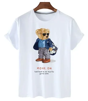 Funny Bear Print Tshirt Women Fashion Cartoon Harajuku Casual T-shirt Female Summer Short Sleeved Top Tees Unisex T Shirt 1