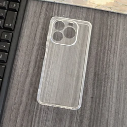 Enhanced Transparent Black Silicone Protective Phone Case - TPU Soft Back Shell for Oukitel C65 Pro (Clear)