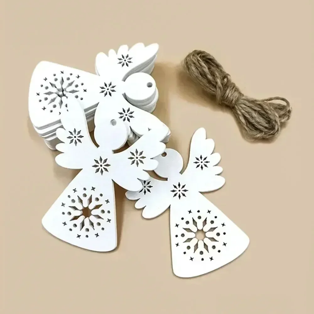 Set of 10 Angel-Themed Wooden Christmas Ornaments for DIY Crafts and Decorations
