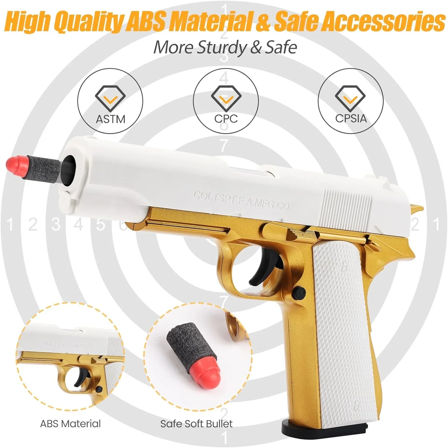 Toy Gun M1911 Soft Bullet Shell Ejecting Foam Bullet Pistol Blasters Outdoor Game Christmas Birthday Gift for Boys Girls 3