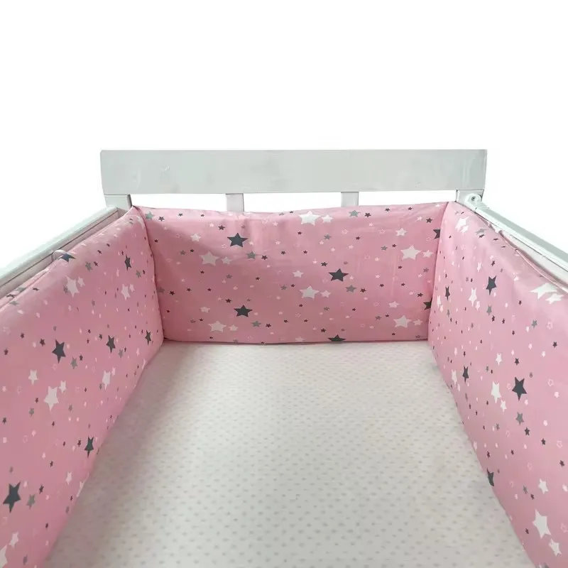 Nordic Stars Baby Bed Thick Bumper Cushion with Zipper Design, One-Piece Protector Pillow