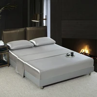 Satin Fittedsheet Set Luxury Bedsheet Set Single Double Queen King Size Flat Sheet Set Solid Color High Quality Bedding Sheet 1