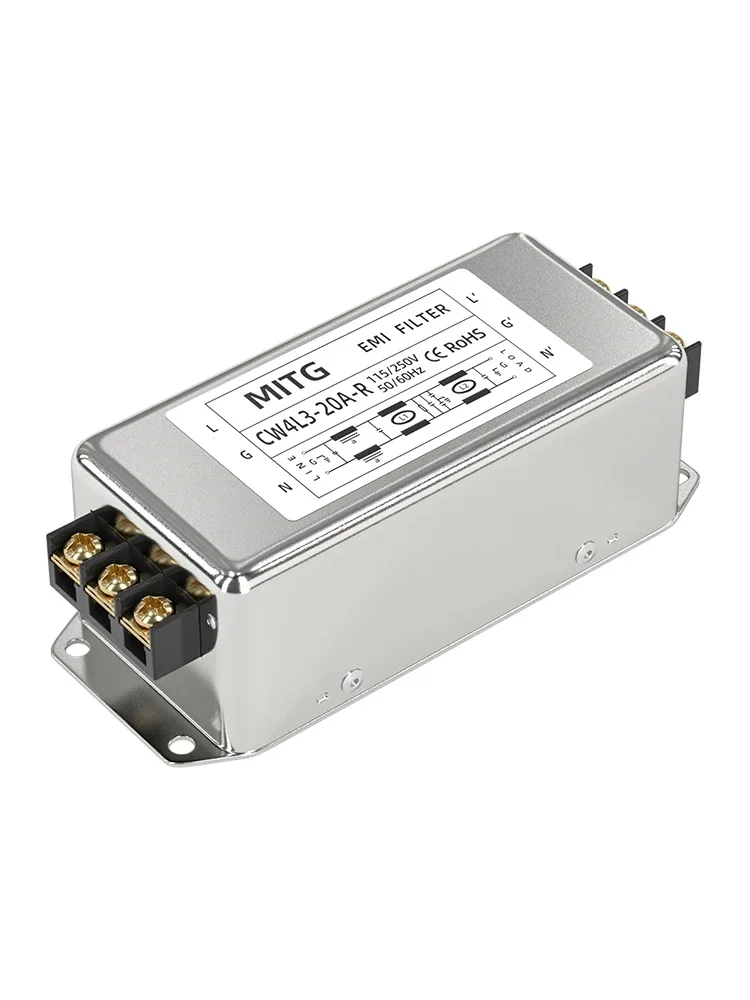 

Single-phase AC Power Filter Three-stage EMI Filter 220V Terminal Block CW4L3-20A-R Anti-interference Tools