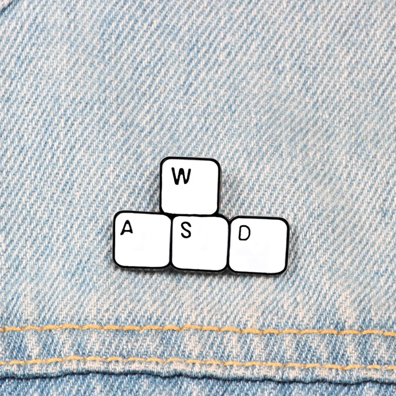 Computer Keyboard Brooch for Game Lover Game Control Keys WASD Enamel Pins Creative Badges Backpack Lapel Pin Icon Jewelry Gifts