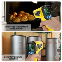เมสเทค -50-800 ℃ เครื่องวัดอุณหภูมิอินฟราเรดแบบดิจิตอลหน้าจอสี LCD เครื่องวัดอุณหภูมิแสงพื้นหลังนาฬิกาปลุกเครื่องวัดอุณหภูมิแบบมือถือไพโรมิเตอร์ 6