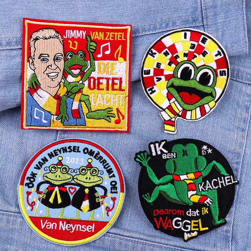 New Netherland Oeteldonk Emblem Embroidered Patches DIY Iron On Patches Frog Patch Carnival For Netherland For Clothing