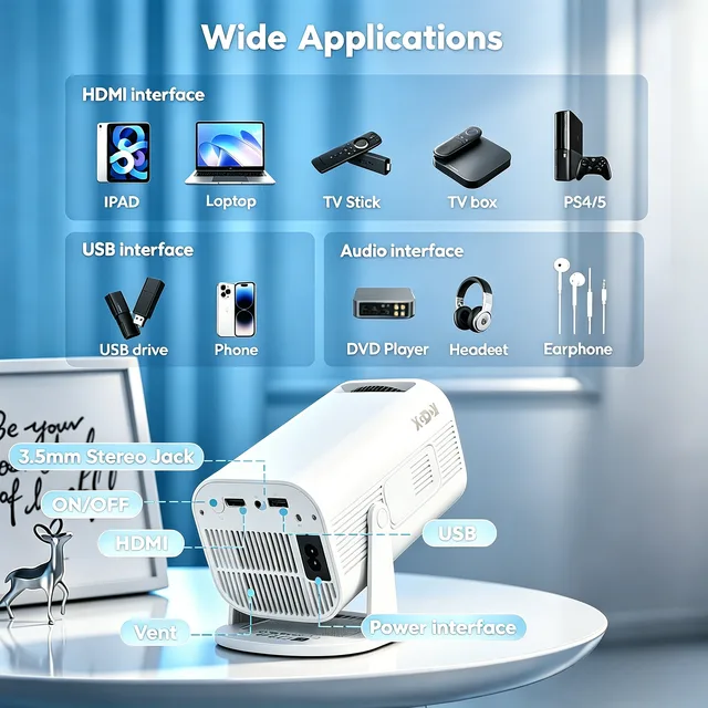 XGODY Portable Gimbal 3 Pro 12000LM 4K Projector 2.4G/5G WiFi Bluetooth 5.4 Android 11 Mini Home Theater Portable projector