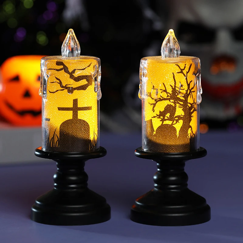 

Halloween LED Candlestick Bat Candle Lights Electronic Candle Lamp Flameless Battery Light For Home Bar Party Ornaments Props