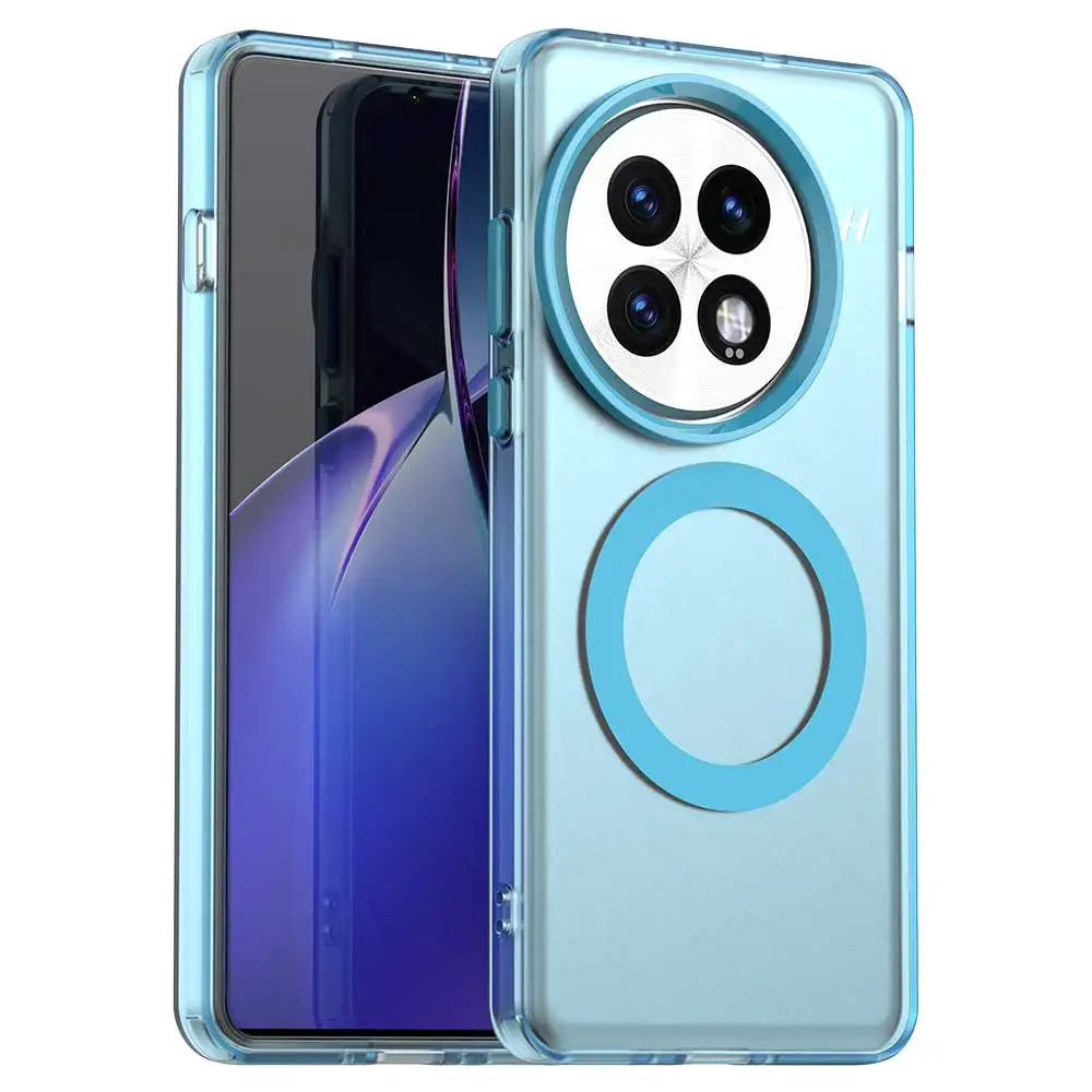 Slim Matte Clear Magnetic Wireless Charging Protective Case - Military Shockproof Candy Color Frosted Cover