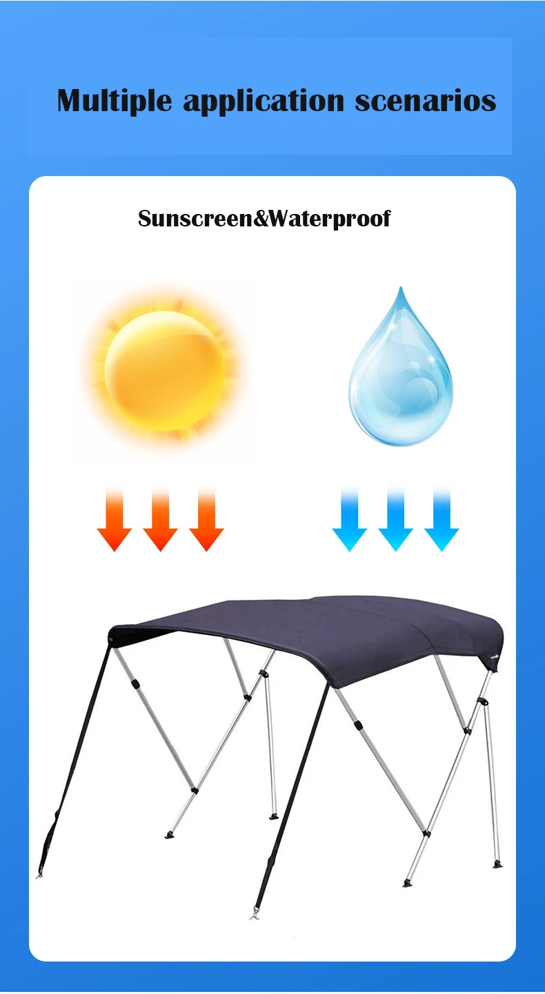 Boat Bimini Top Sunshade Inflatable Rubber Fishing Boat Accessories Pontoon Yachting Parts