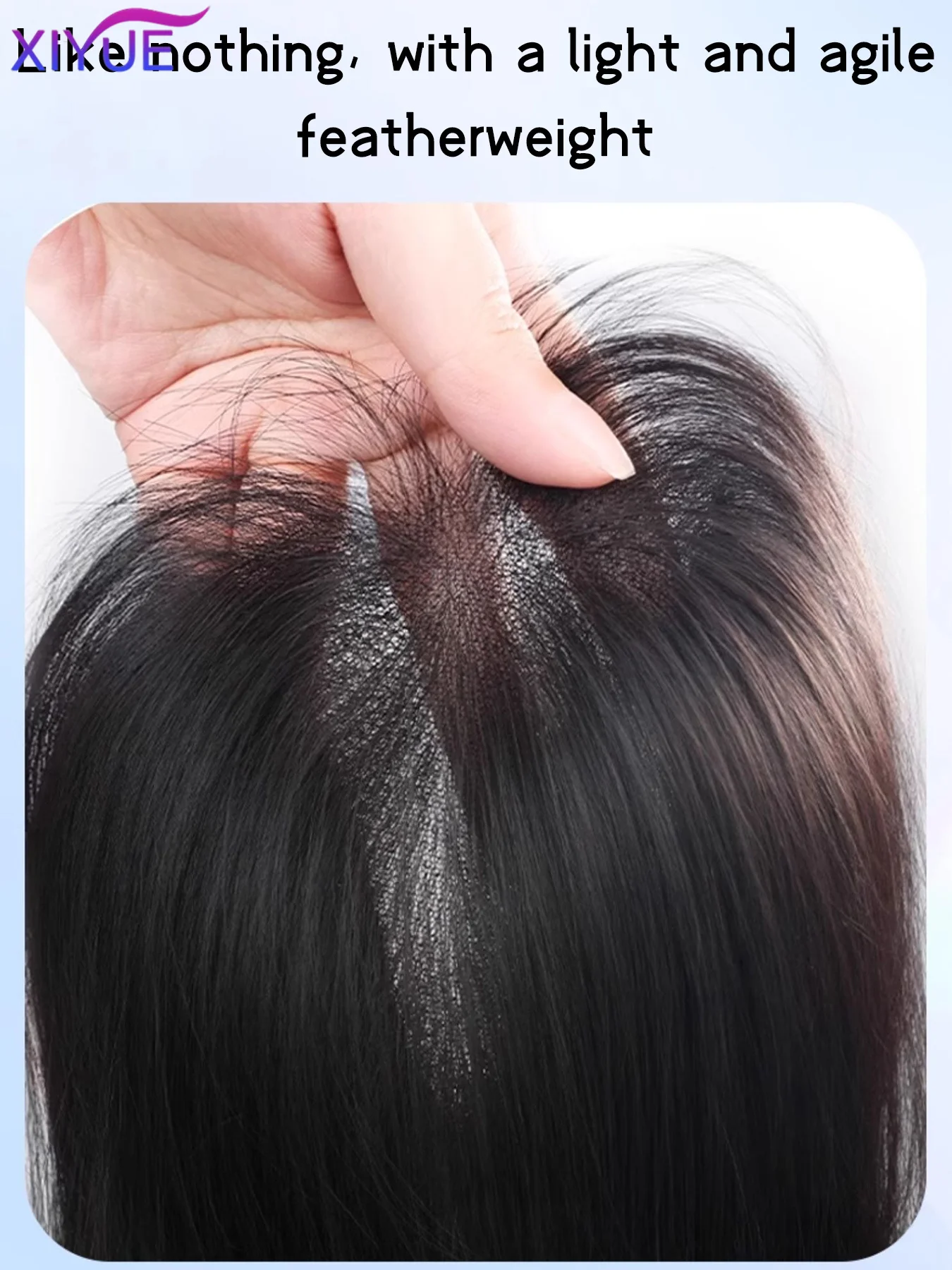 Water Ripple Wig Air Bangs Head Overhead 3D Bangs Invisible Seamless Head Hair Natural Invisible Replacement Cover White Hair