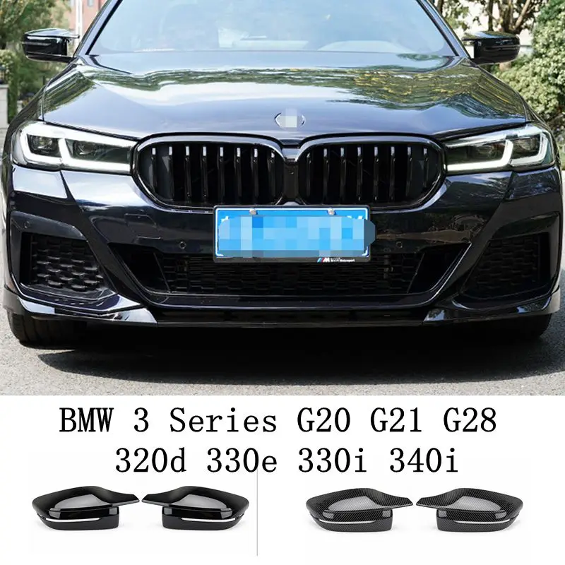 

2p Bright Black Side Wing Rearview Mirror cover caps for BMW 3 Series G20 G21 G28 320d 330e 330i 340i 2019-2022 M4 style LHD RHD