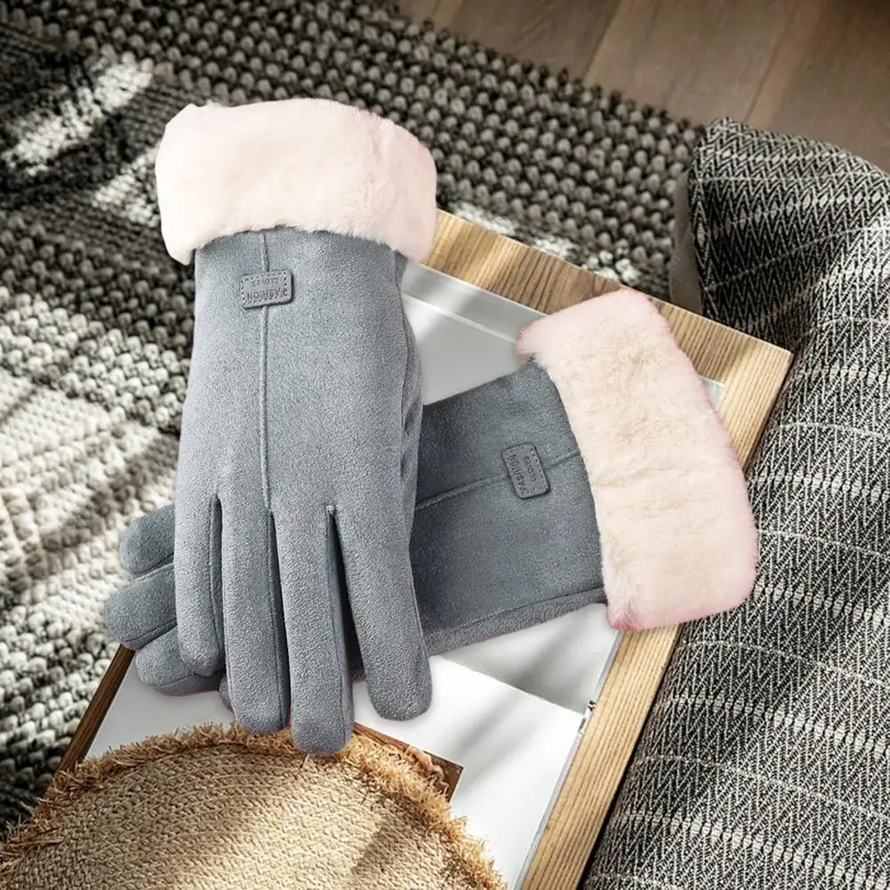Autumn Winter Gloves Women's Windproof Winter Gloves with Plush Warmth Touch Screen Capability Anti-slip Cycling for Cold-proof