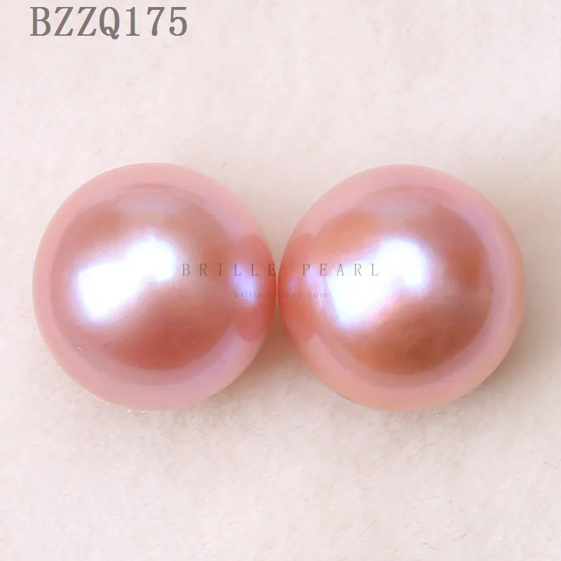 BaroqueOnly Natural Edison Pearl Scatter Bead Pair AAAA grade 10-11mm Pure Round Purple Gold For DIY Pendant Earring Studs BZZQ 6