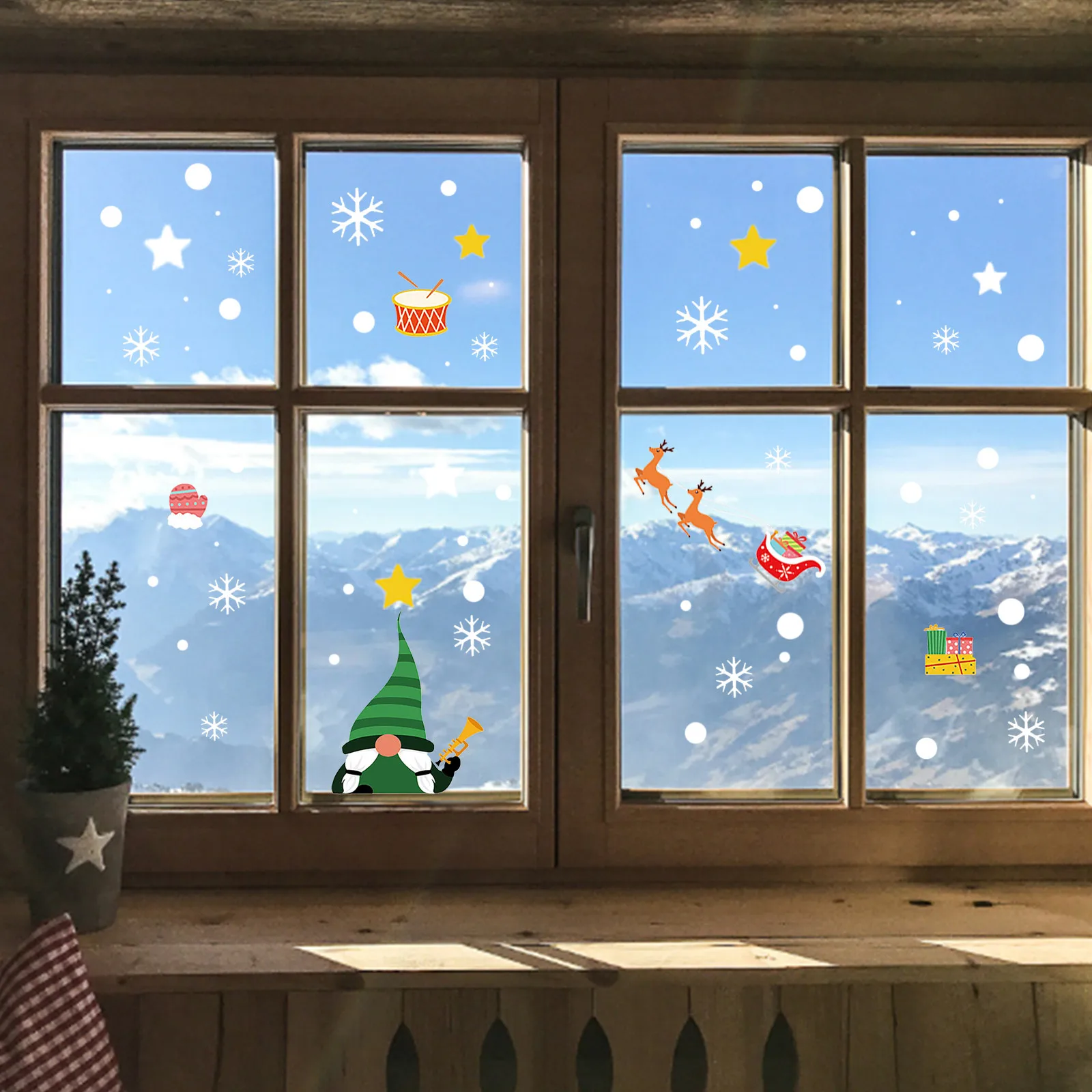 

Santa Patterns Diy Window Glass Stickers For Home Shopping Mall Christmas Decoration No Adhesive Electrostatic Stickers Decals
