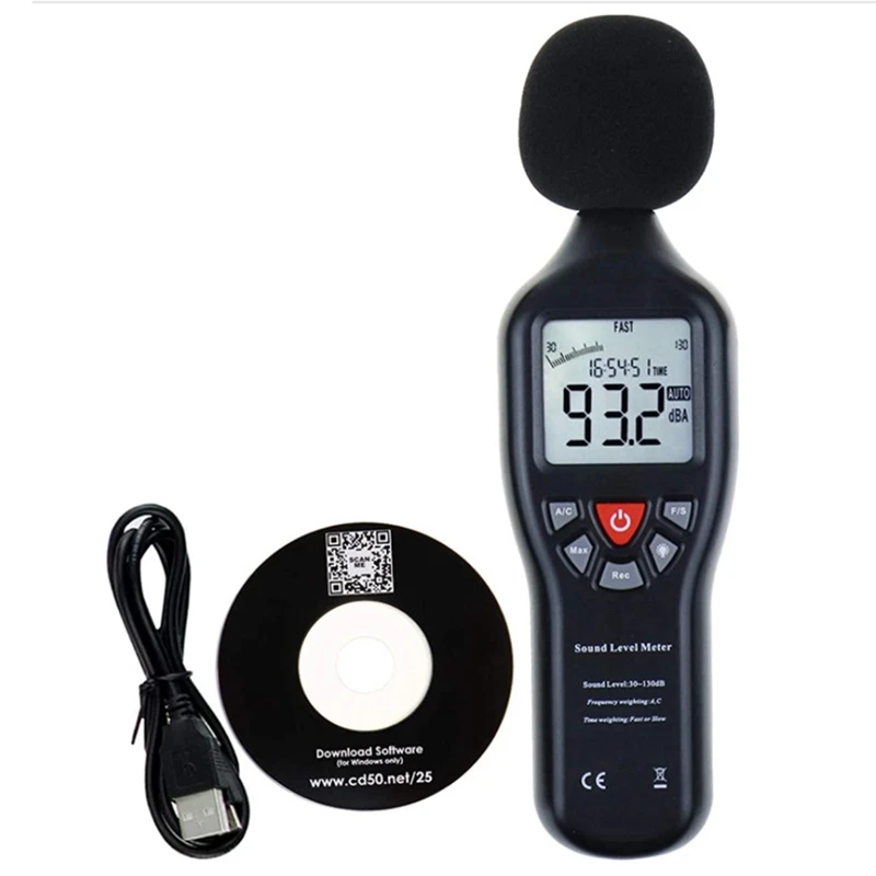 

Noise Sensor Decibel Meter, Noise Meter Noise Meter High-Precision Noise Recorder ABS Measuring 30-130DB USB Recording