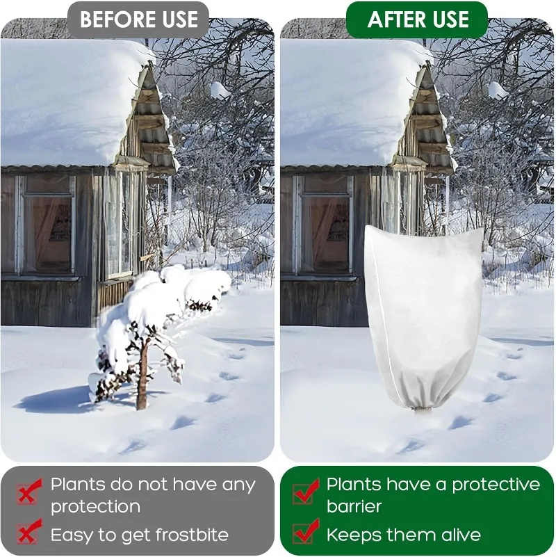 Winter Plant Cover Drawstring Zip Multi-size Tree Cold Frost Protection Bag