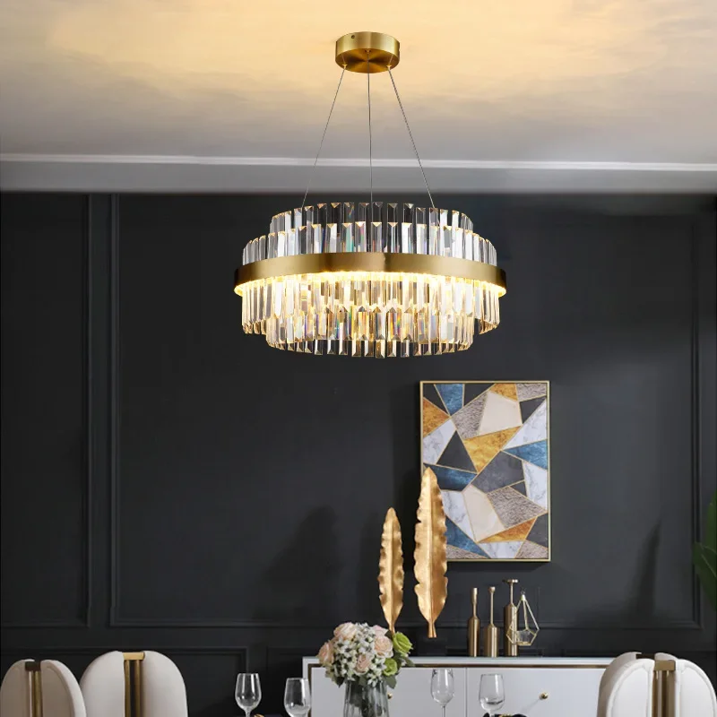 

Postmodern Multilayer Crystal Round Ceiling Chandelier For Living Room Restaurant Decorative Lamp Romantic Bedroom Oval Lightin