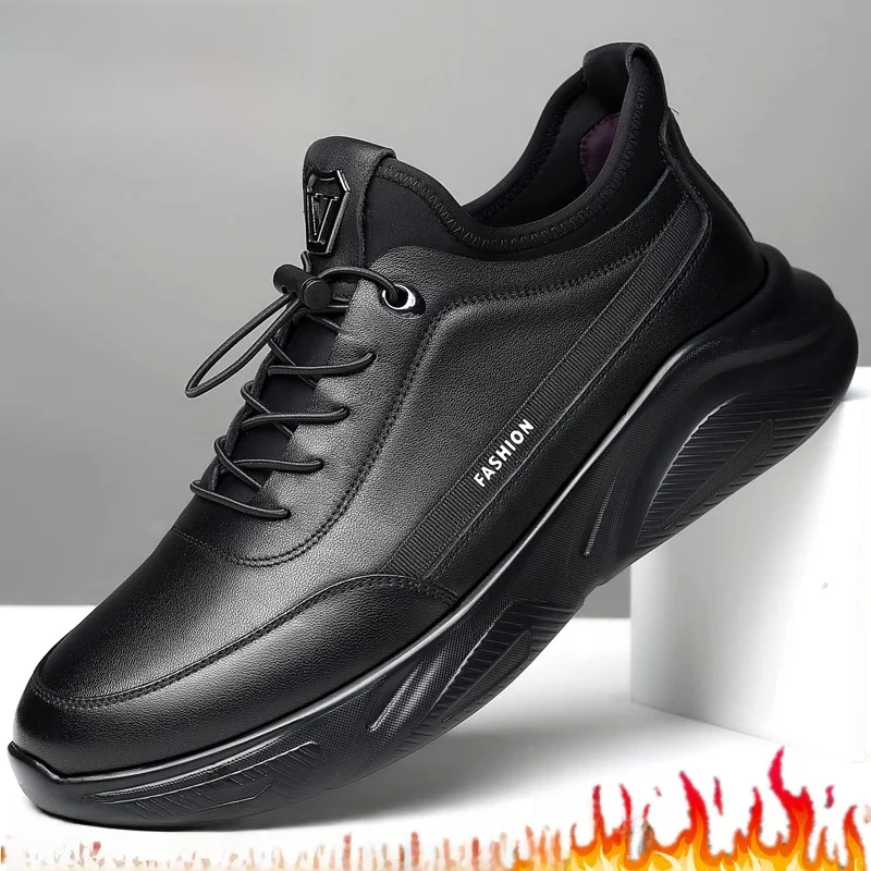 8089 black fleece-lined (Invisible Inner height increased by 6cm) [shopkeeper]]