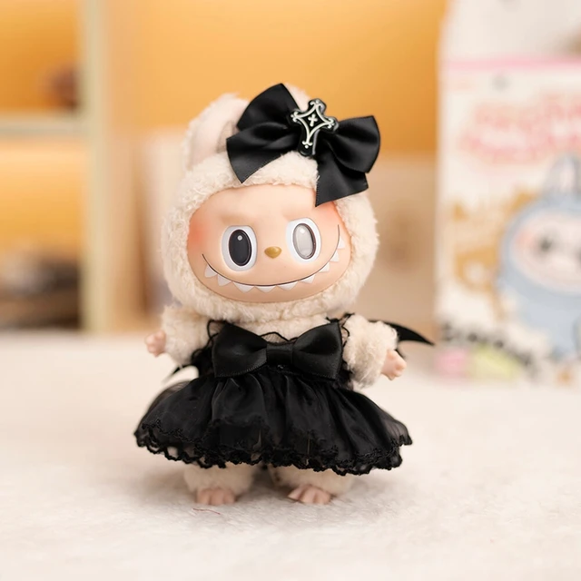 Labubu Idol Mini Plush Doll Clothes – Dark Devil Sling Dress & Xmas Party Outfit, Perfect Collectible Gift 1