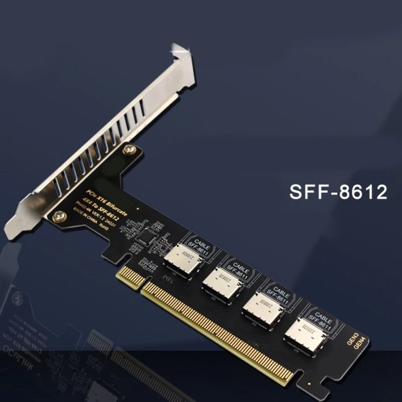 PCIe X16 To Oculink SFF 8612 SFF 8611 Expansion Adapter Fast For Mainboard Multiple Disk Support PCIE X4X4X4X4
