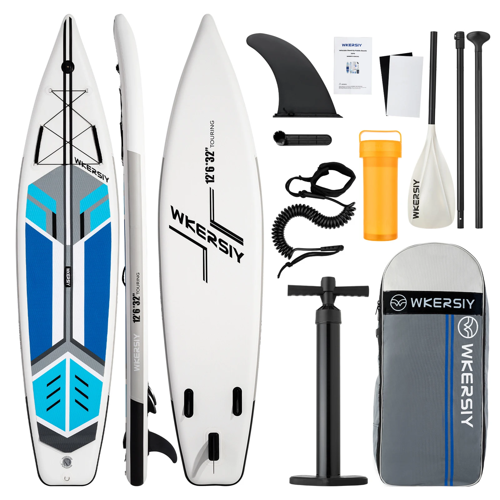 

Inflatable Stand Up Paddleboard SUP Board 6 Inch Thick Surfboard Surf Set with Surf Fin Coiled Leash Inflator Pump Carry Bag